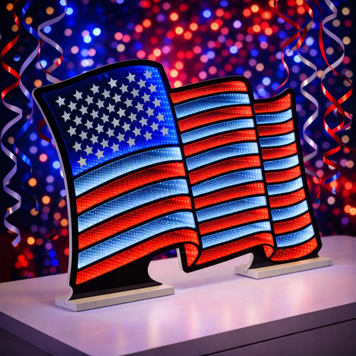 Waving American Flag LED Infinity Light