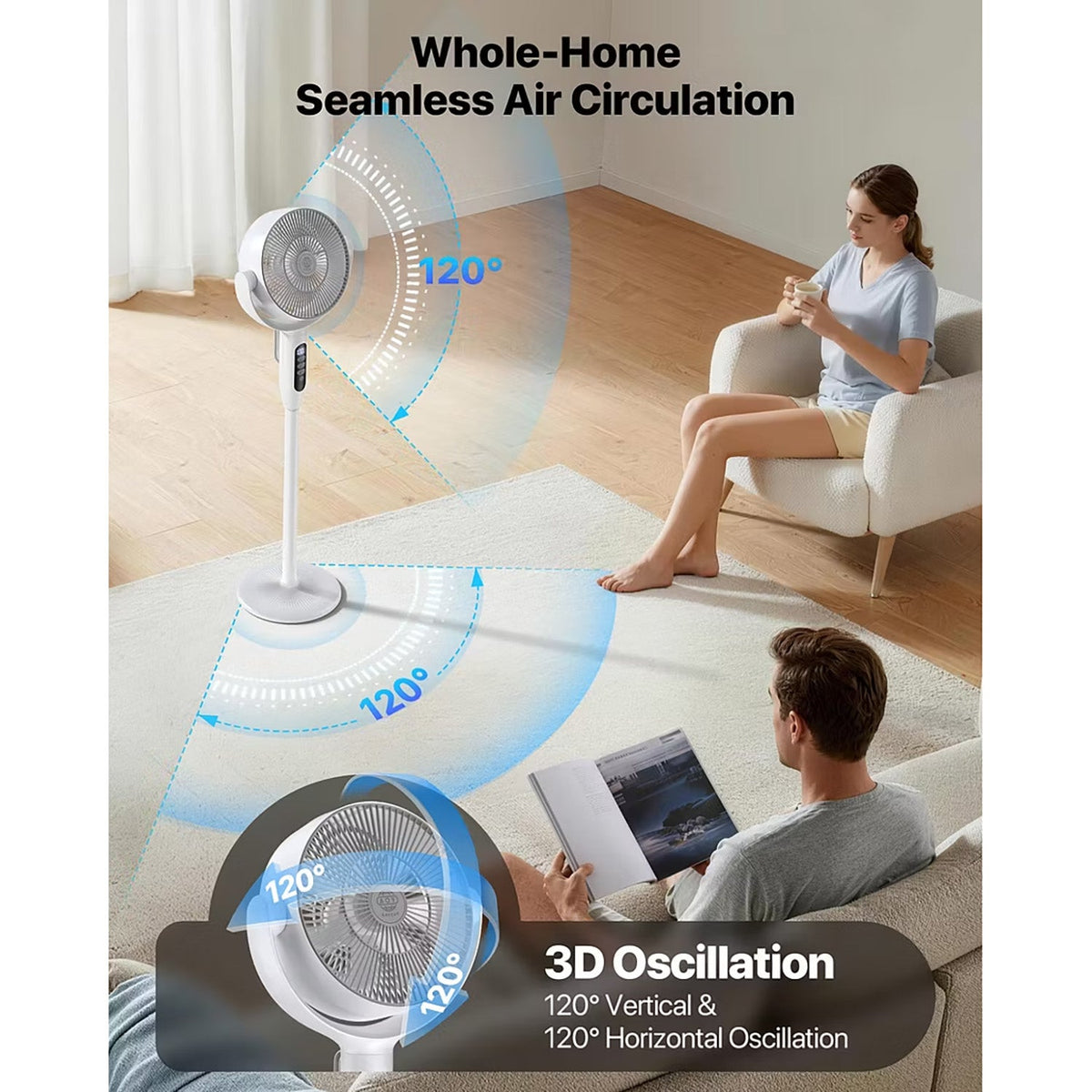 Cordless Indoor/Outdoor Adjustable Oscillating Fan