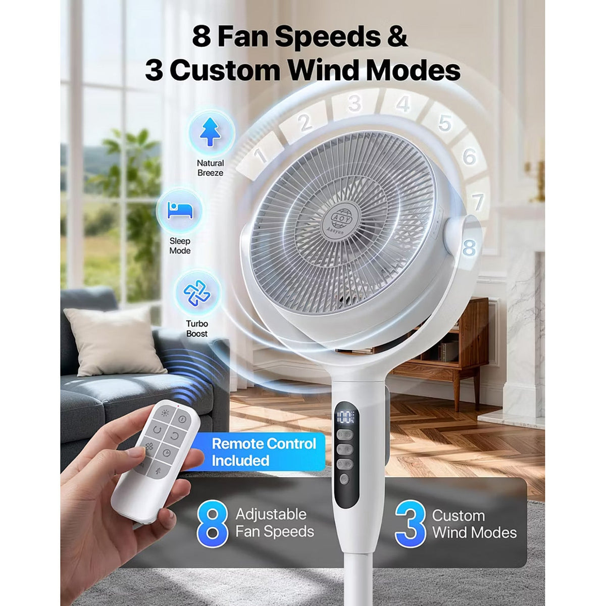 Cordless Indoor/Outdoor Adjustable Oscillating Fan