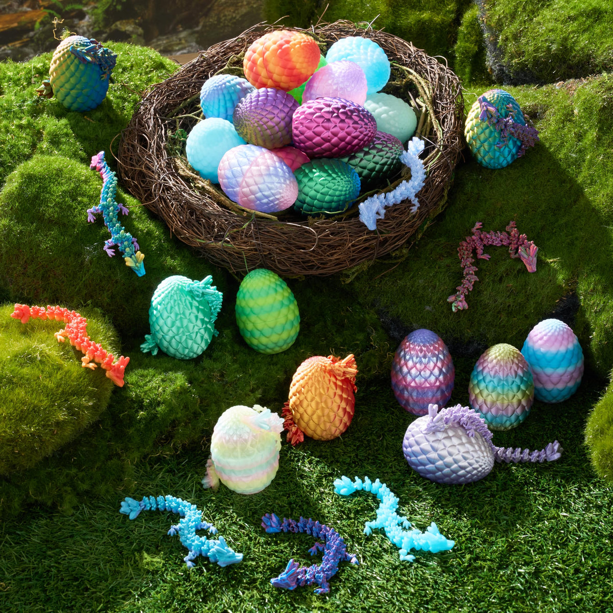 24 Pcs 3D Printed Dragon Eggs Articulated Toys for Easter Party, Egg Hunt & Classroom Prizes