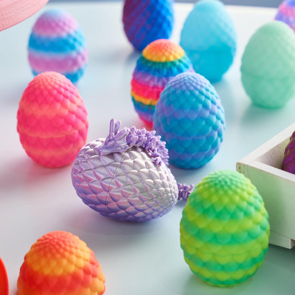 24 Pcs 3D Printed Dragon Eggs Articulated Toys for Easter Party, Egg Hunt & Classroom Prizes