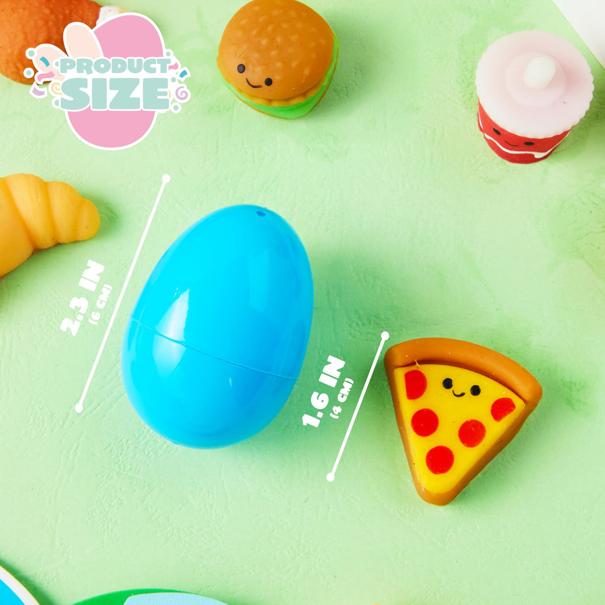 24Pcs Prefilled Easter Eggs with Fast Food & Dessert Mochi Squishy Toys for Egg Hunt, Party Favors & Basket Stuffers