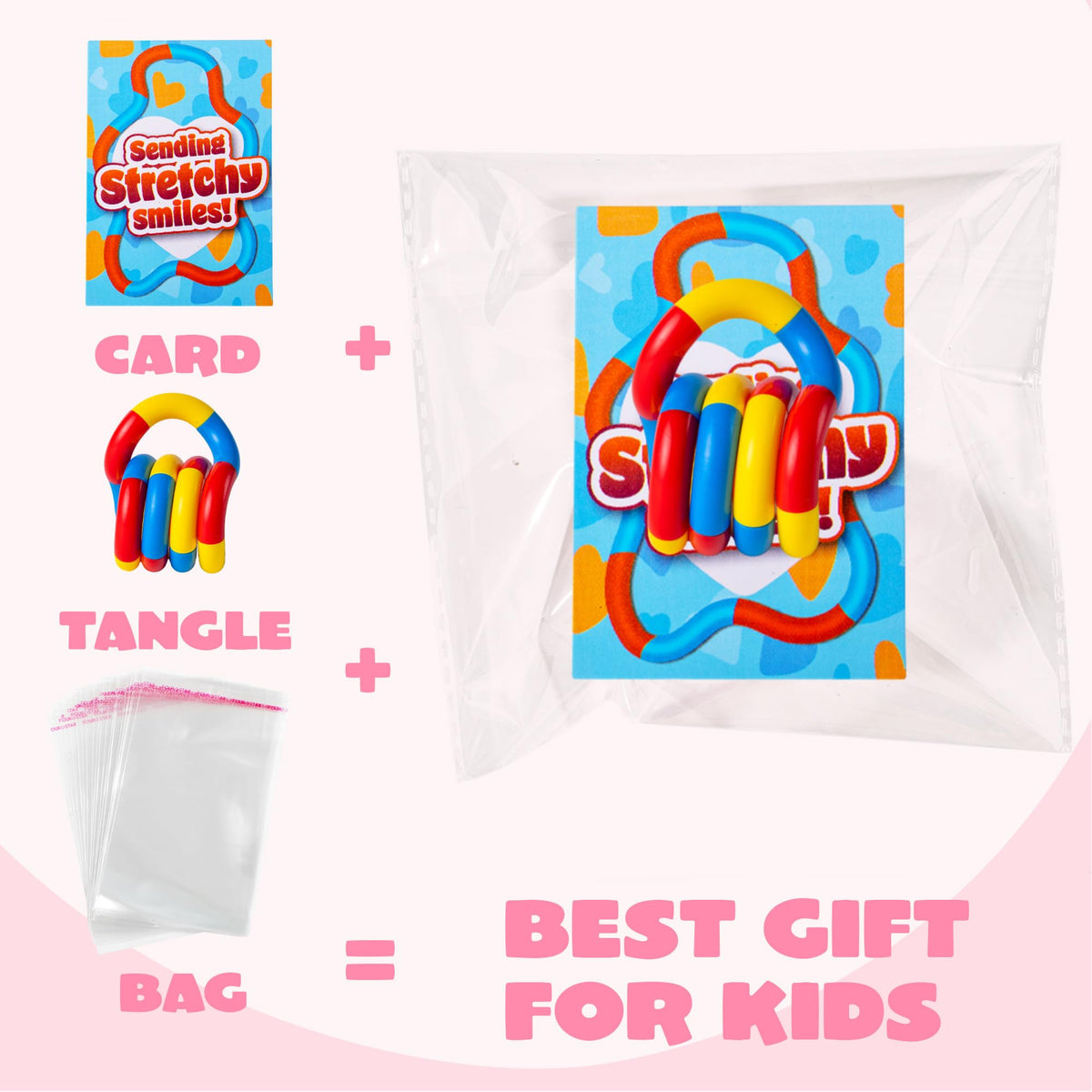 28 Pcs Valentine’s Day Twist & Spin Fidget Chains with Cards