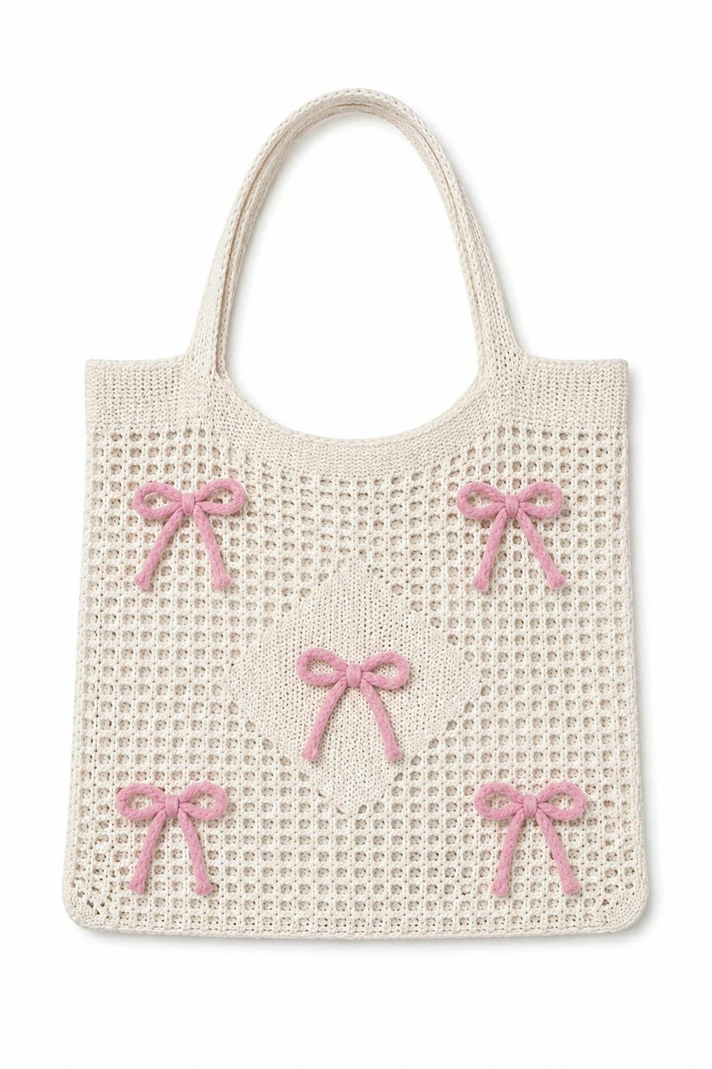 CROCHET BAG PINK BOW