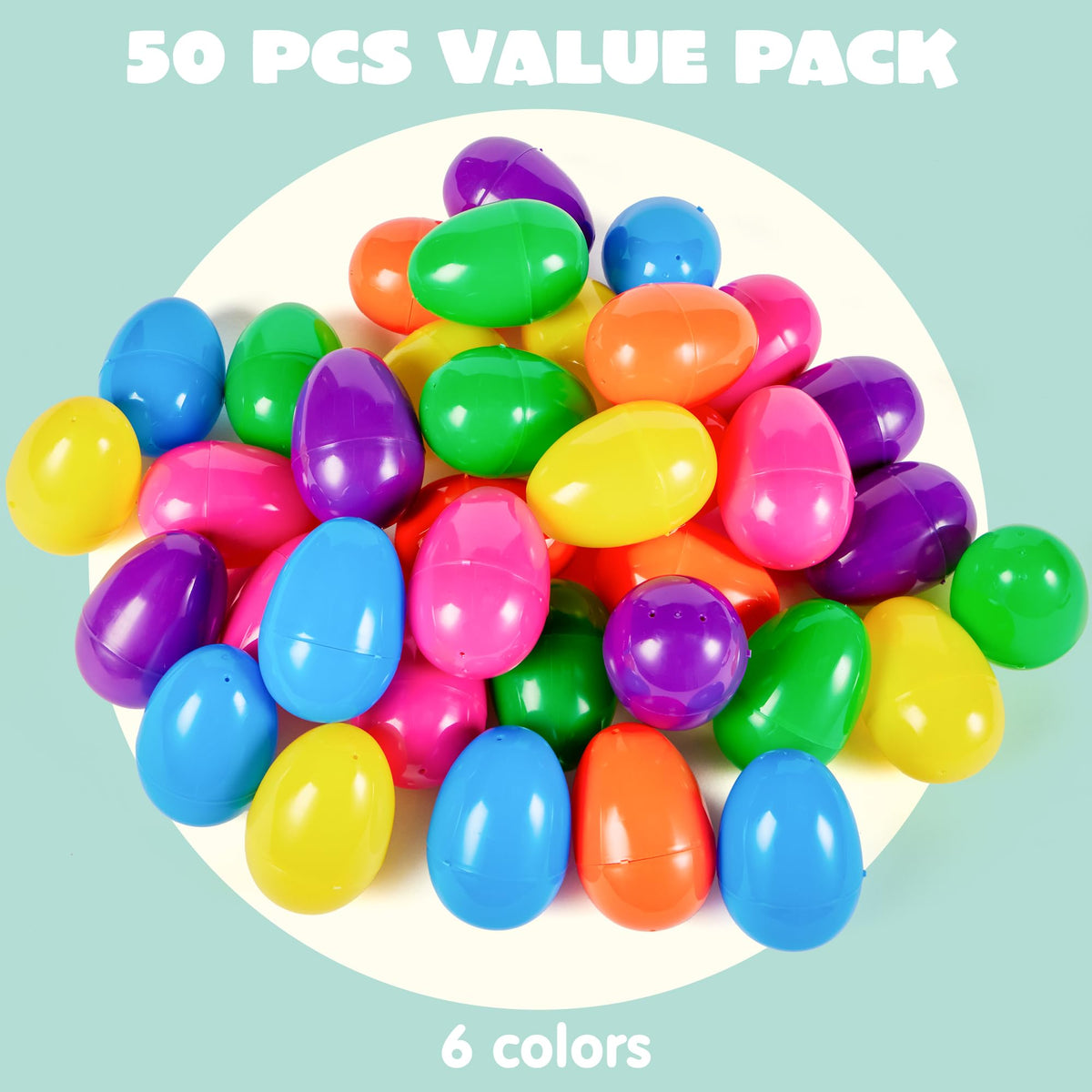 1000PCS Fillable Plastic Eggs Empty Colorful Bright Eggshells 3.15"
