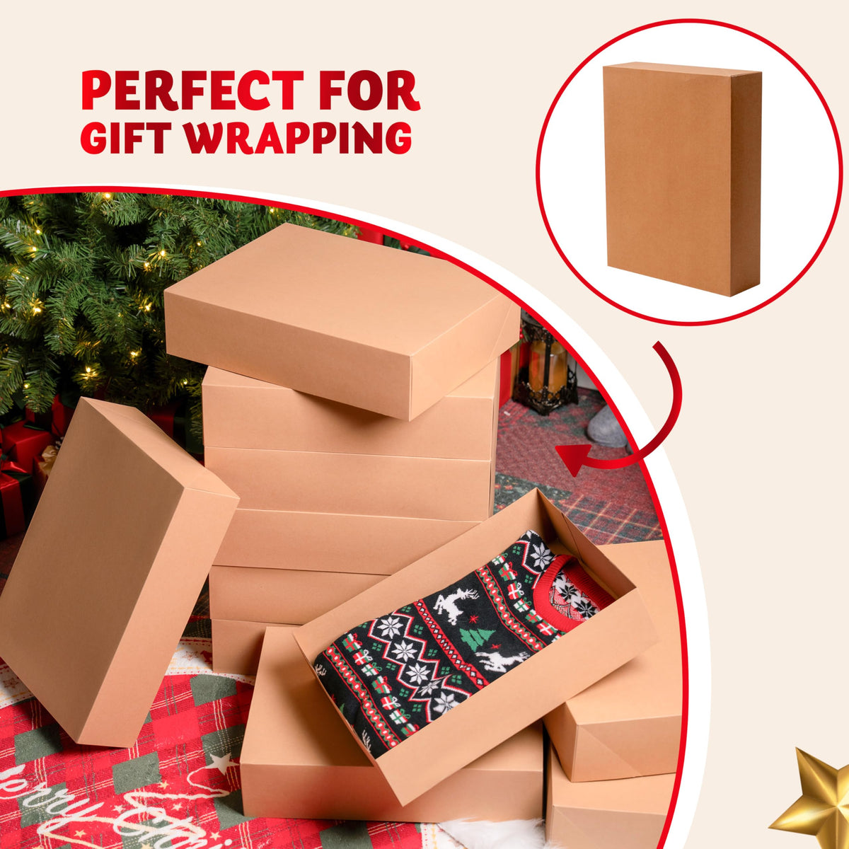 12PCS 17" x 13" x 4" Christmas Large Gift Boxes with Lids for Presents
