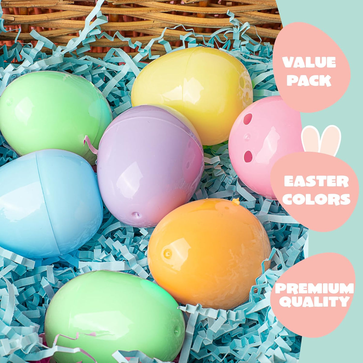 1000Pcs 2.3in Colorful Bright Plastic Pastel Easter Eggs for Easter Hunt