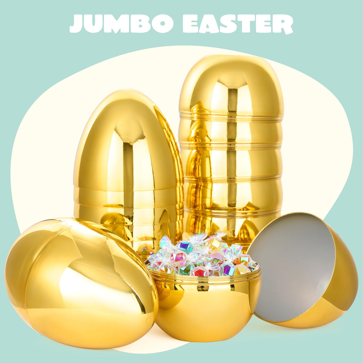 6Pcs 10'' Gold Jumbo Easter Eggs