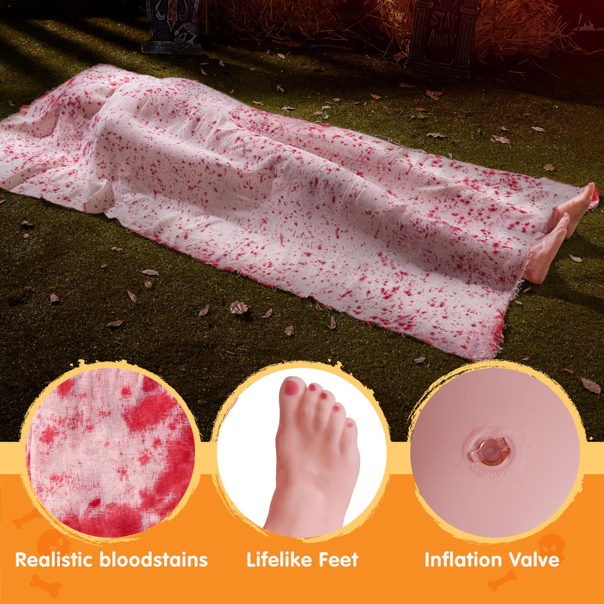 Halloween Decorations 5 Ft Scary Inflatable Body Covered Show feet
