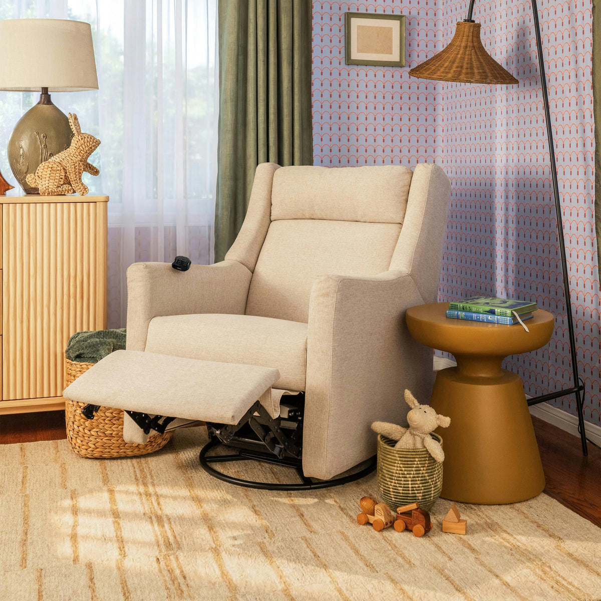 Babyletto Kiwi Deluxe Power Recliner and Swivel Glider with Heat and Massage