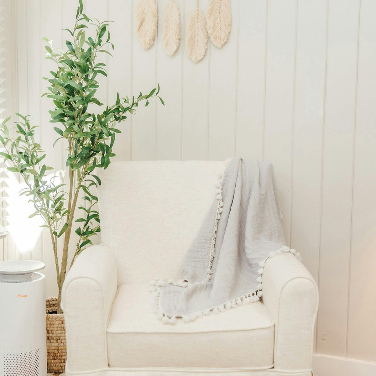 6-Layer Cotton Muslin Baby Blanket (Moonstone Grey)