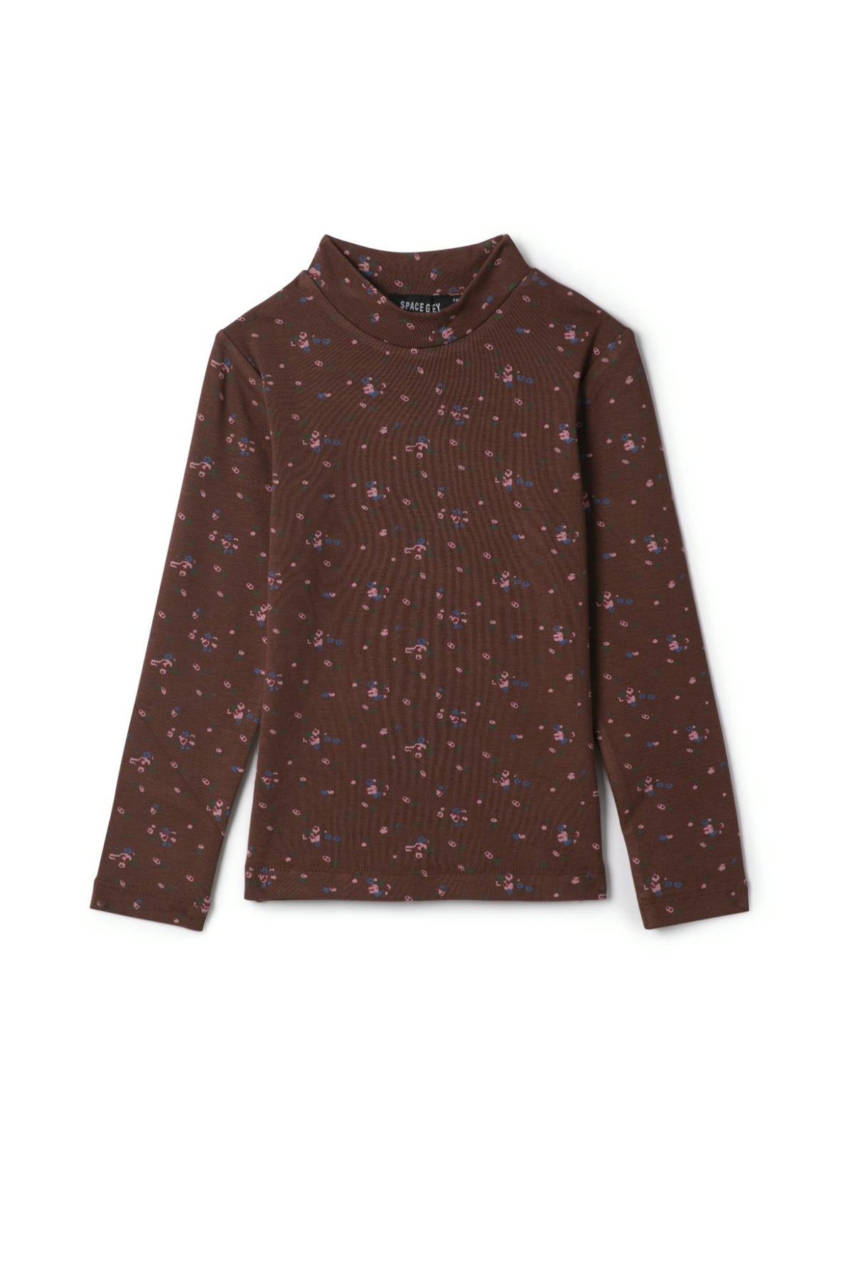 Floral Printed Mock Neck Long Sleeve Top