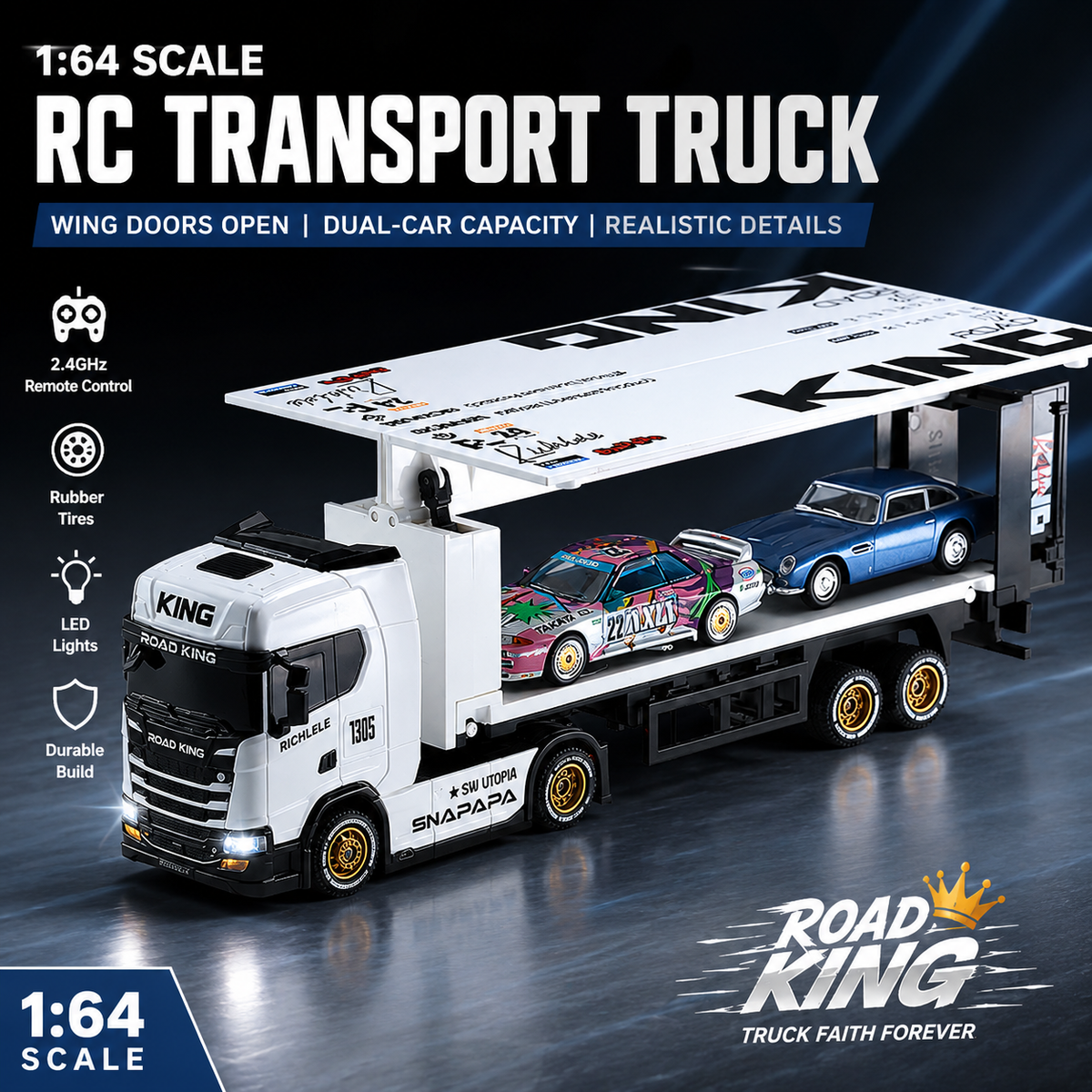 1:64 Scania Container Truck RC Remote-Controlled Alloy Vehicle-NF04