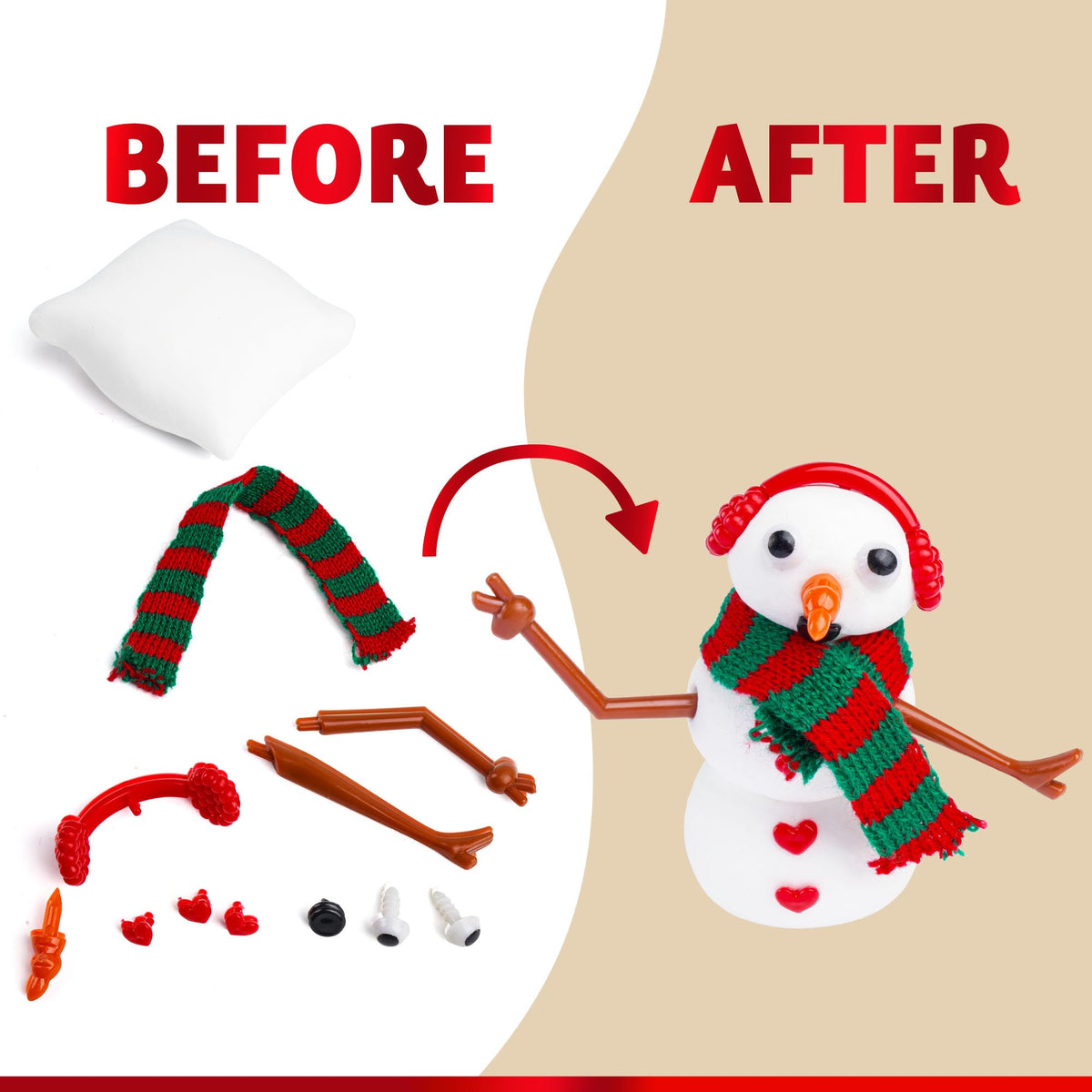 Christmas Build Your Snowman Craft Kit, 24 Pack DIY Snowman Craft Kit