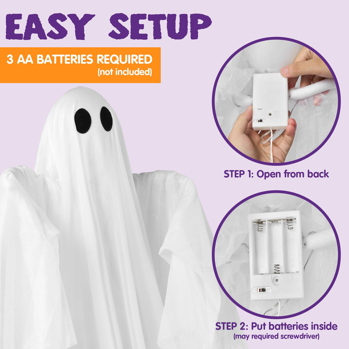 47” Halloween Hanging Light up Ghost