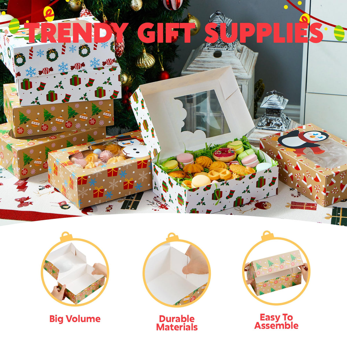 24 Pcs Christmas Cookie Boxes with Window