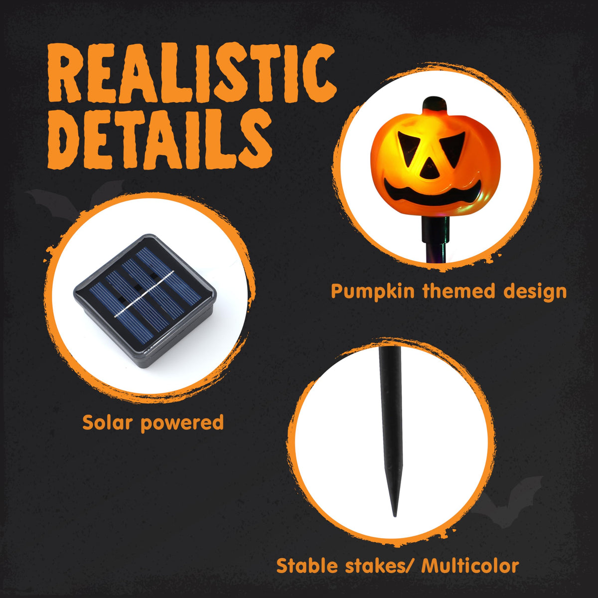 10Pcs Halloween Solar Pumpkin Pathway Lights Decorations