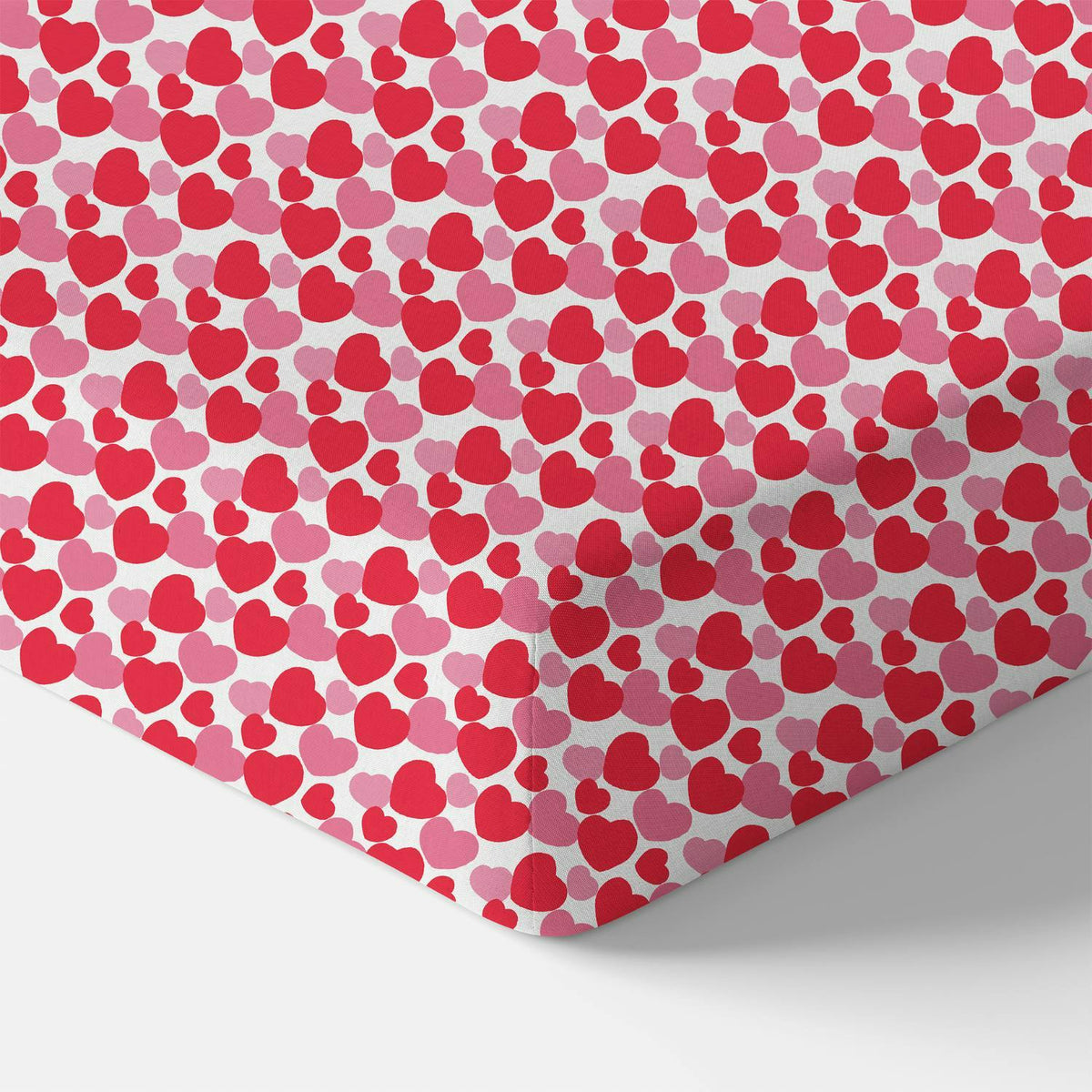 Organic Crib Sheet - Red & Pink Hearts