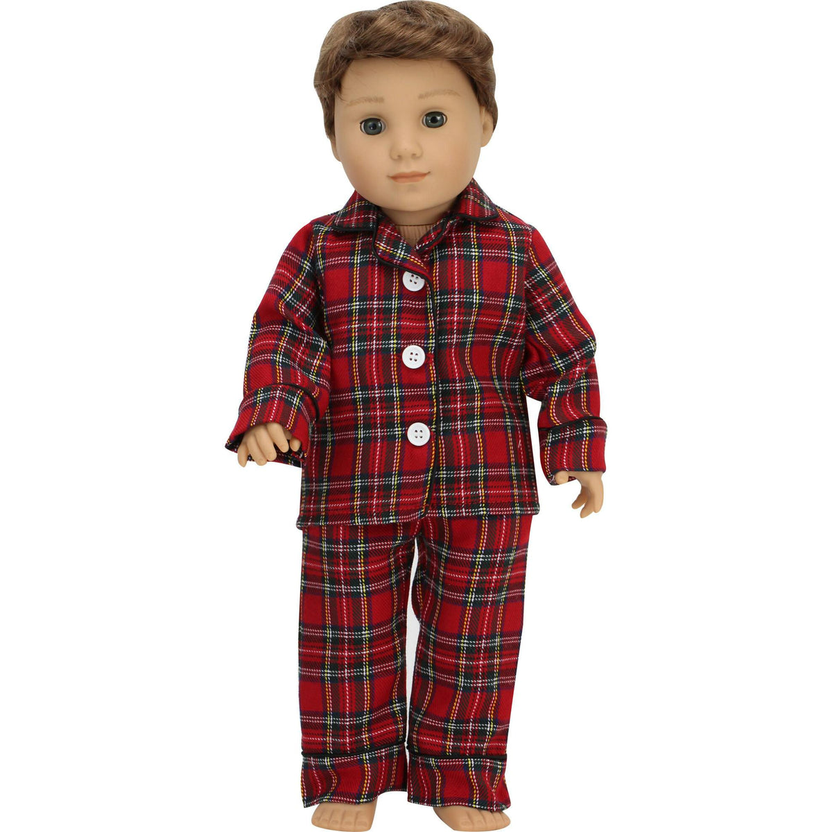 Sophia's Flannel Pajama and Fuzzy Slippers for 18'' Dolls, Red/Black/White