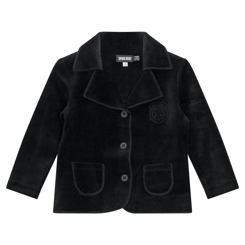Crest Velour Button Front Long Sleeve Jacket