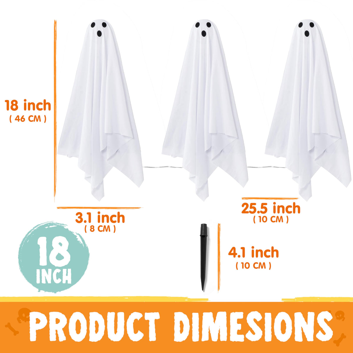 6 Pcs Halloween Decorations Outdoor Ghosts Pathway Lights