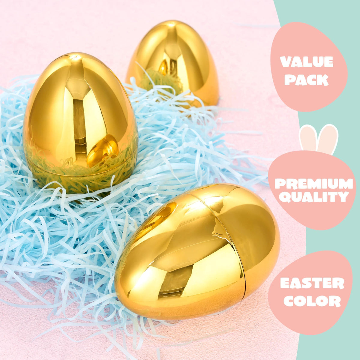 6Pcs 10'' Gold Jumbo Easter Eggs