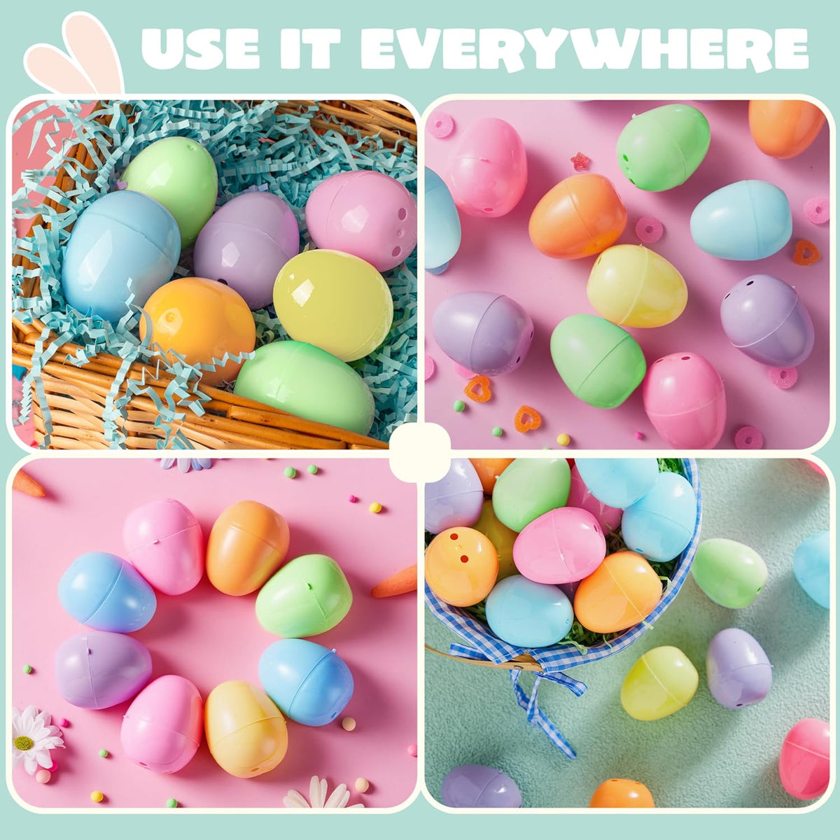 300Pcs 2.3in Colorful Bright Plastic Pastel Easter Eggs for Easter Hunt