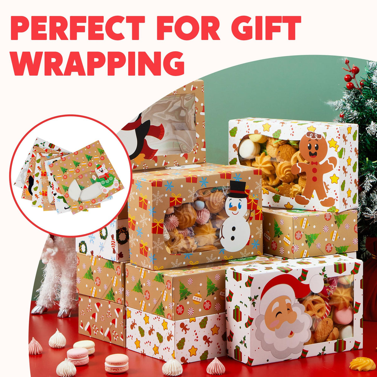 24 Pcs Christmas Cookie Boxes with Window