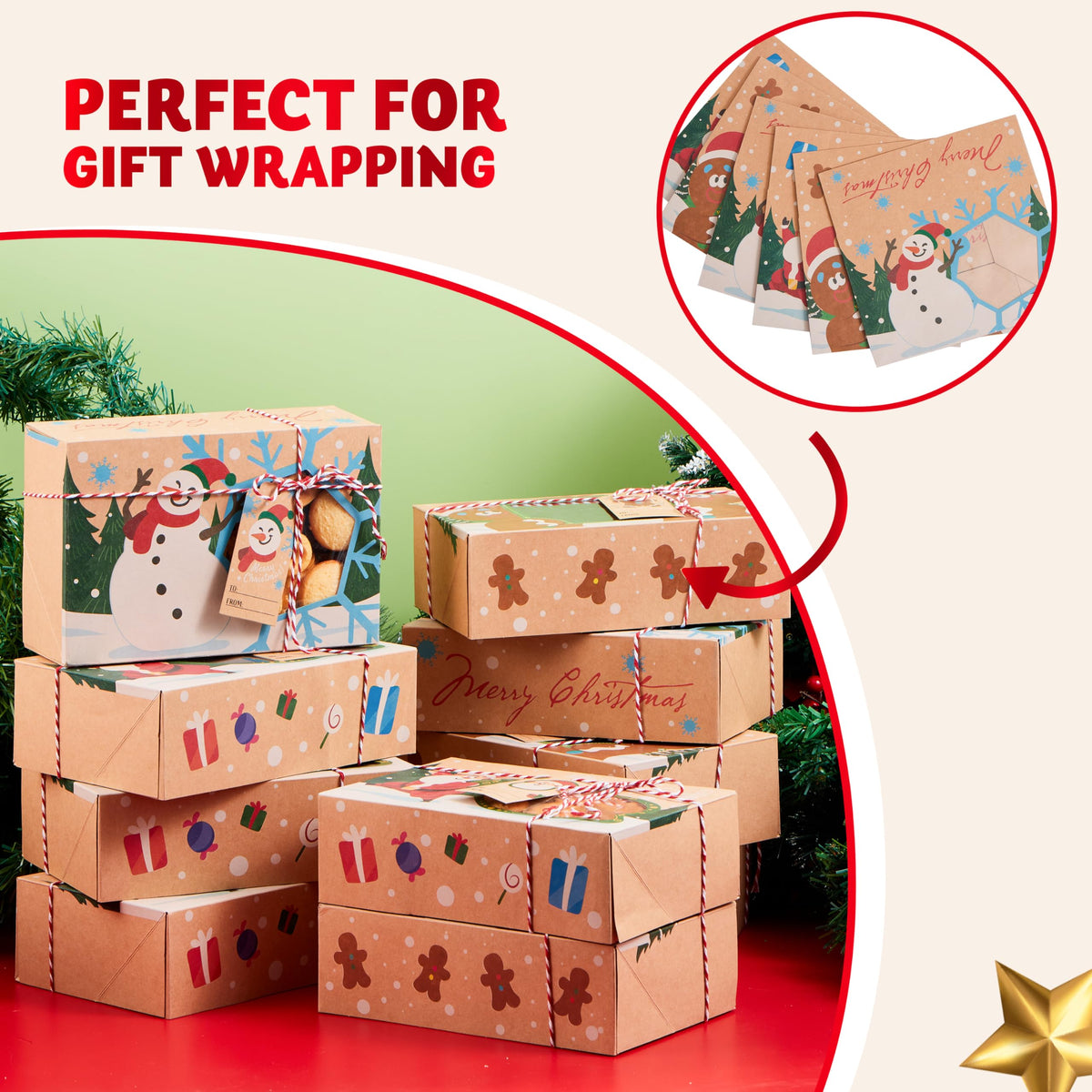 24 PCS Christmas Cookie Gift Baking Box with Window Auto-Popup