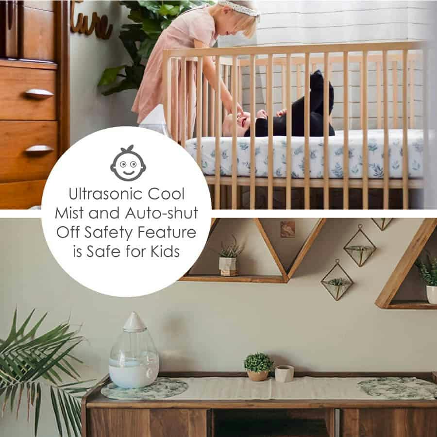 Crane 1 Gallon Drop Shape Cool Mist Humidifier for Nursery