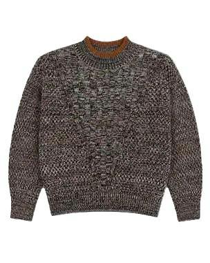 Mixed Knit Mock Neck Top