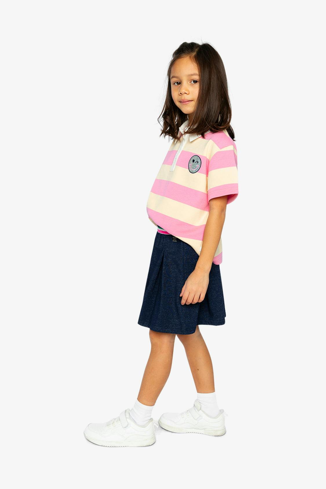 Polo Top Pink And Beige Stripes