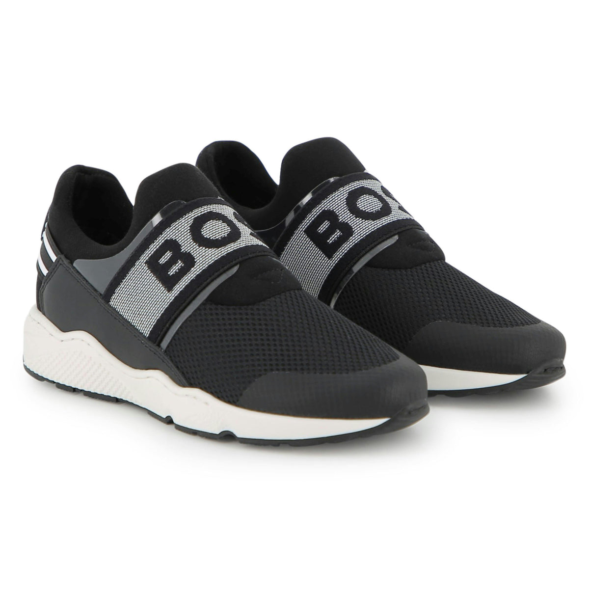 Black Logo Strap Slip-On Sneakers