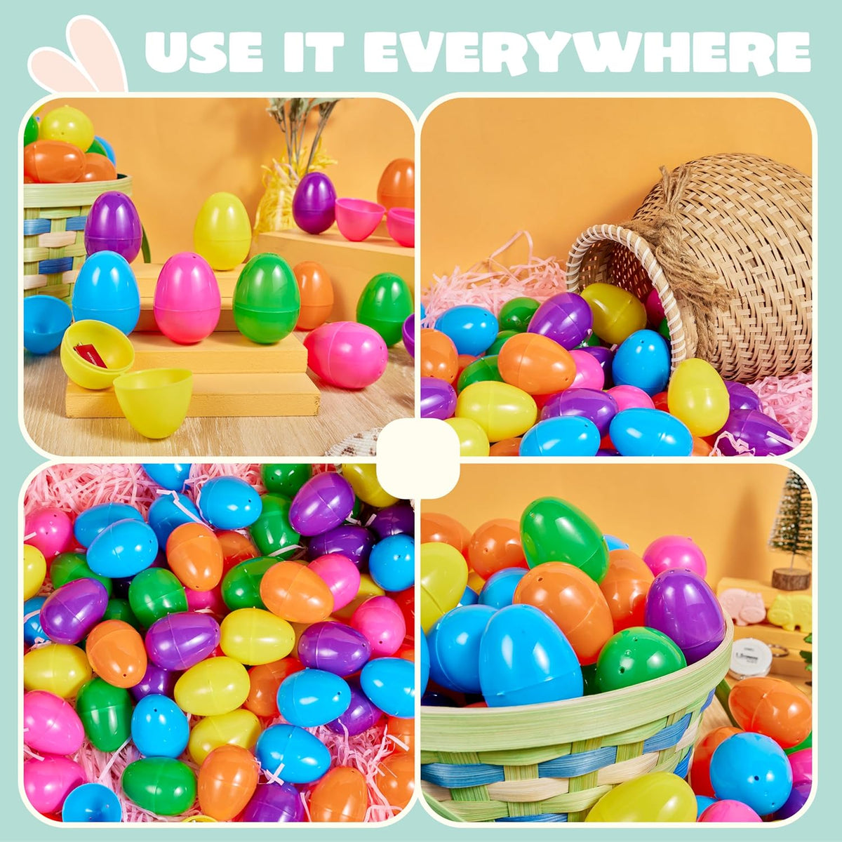 500Pcs Easter Eggs Bright Color Plastic Fillable For Easter Hunt Party Favors