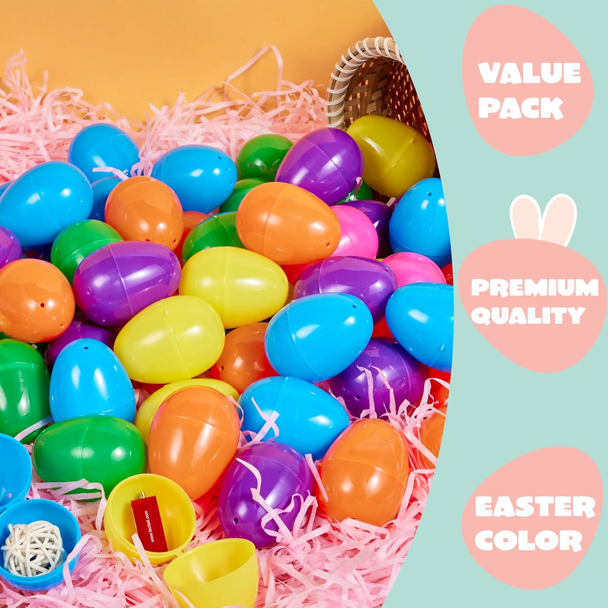 500Pcs Easter Eggs Bright Color Plastic Fillable For Easter Hunt Party Favors