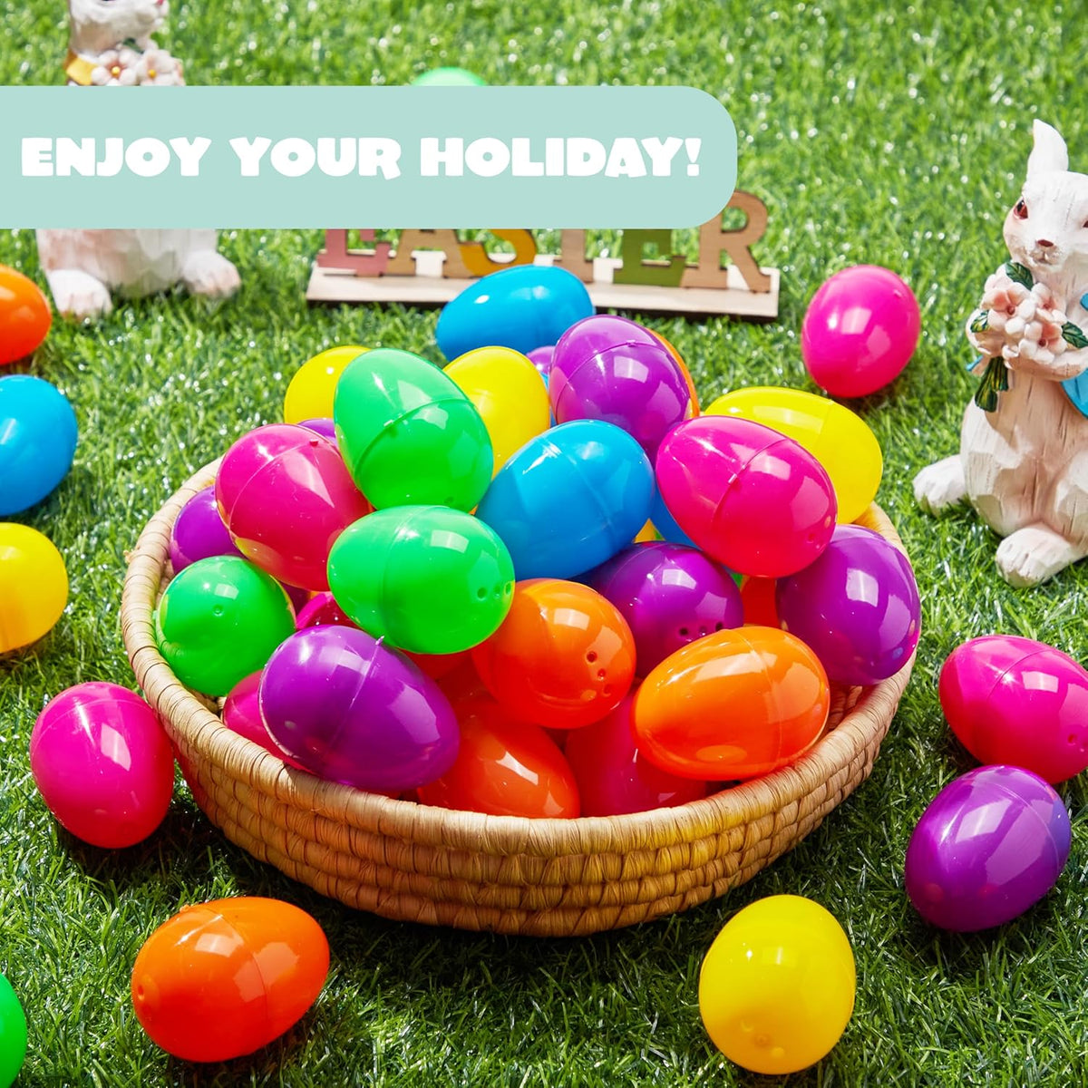 500Pcs Easter Eggs Bright Color Plastic Fillable For Easter Hunt Party Favors