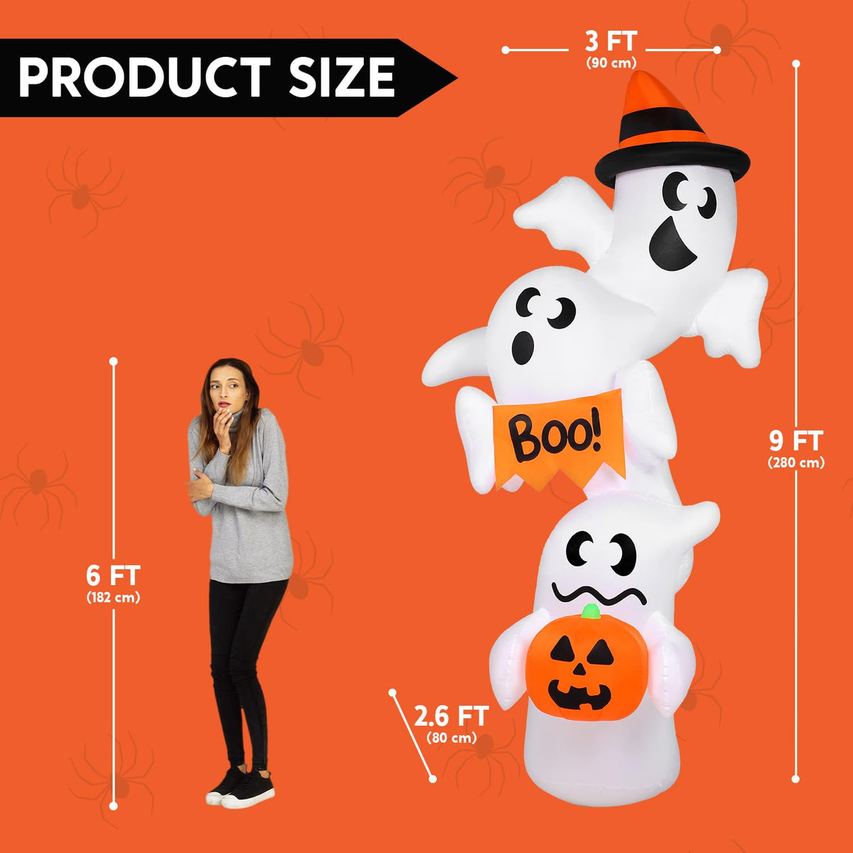 9ft Tall Halloween Inflatable Ghost Outdoor Decorations