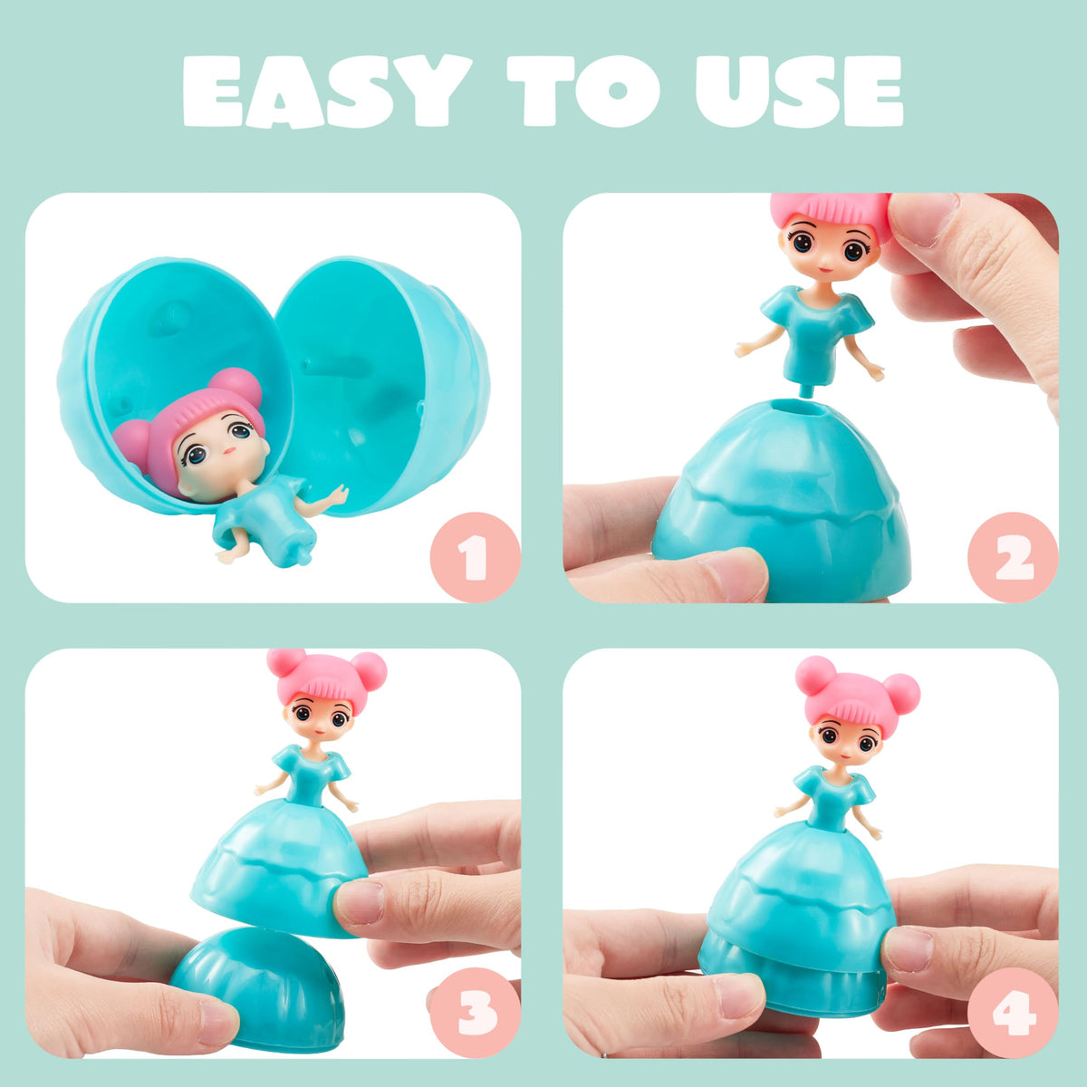 12 Pcs Filled Easter Egg with Princesses Doll for Easter Eggs Hunt