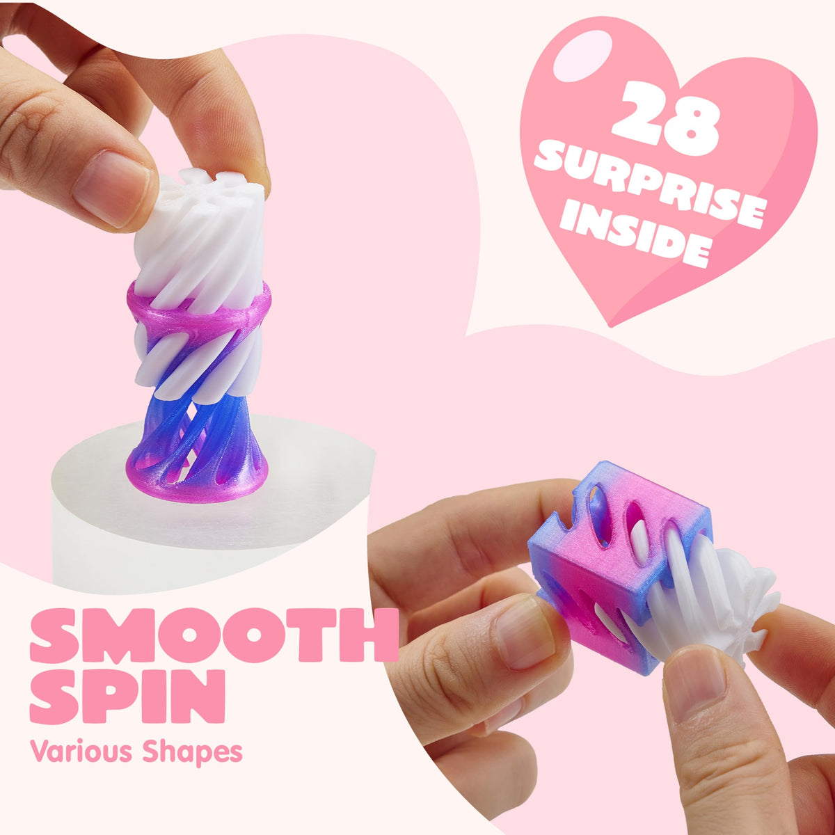 28Pcs Kids Valentine Cards with Impossible Spiral Cone fidget toys