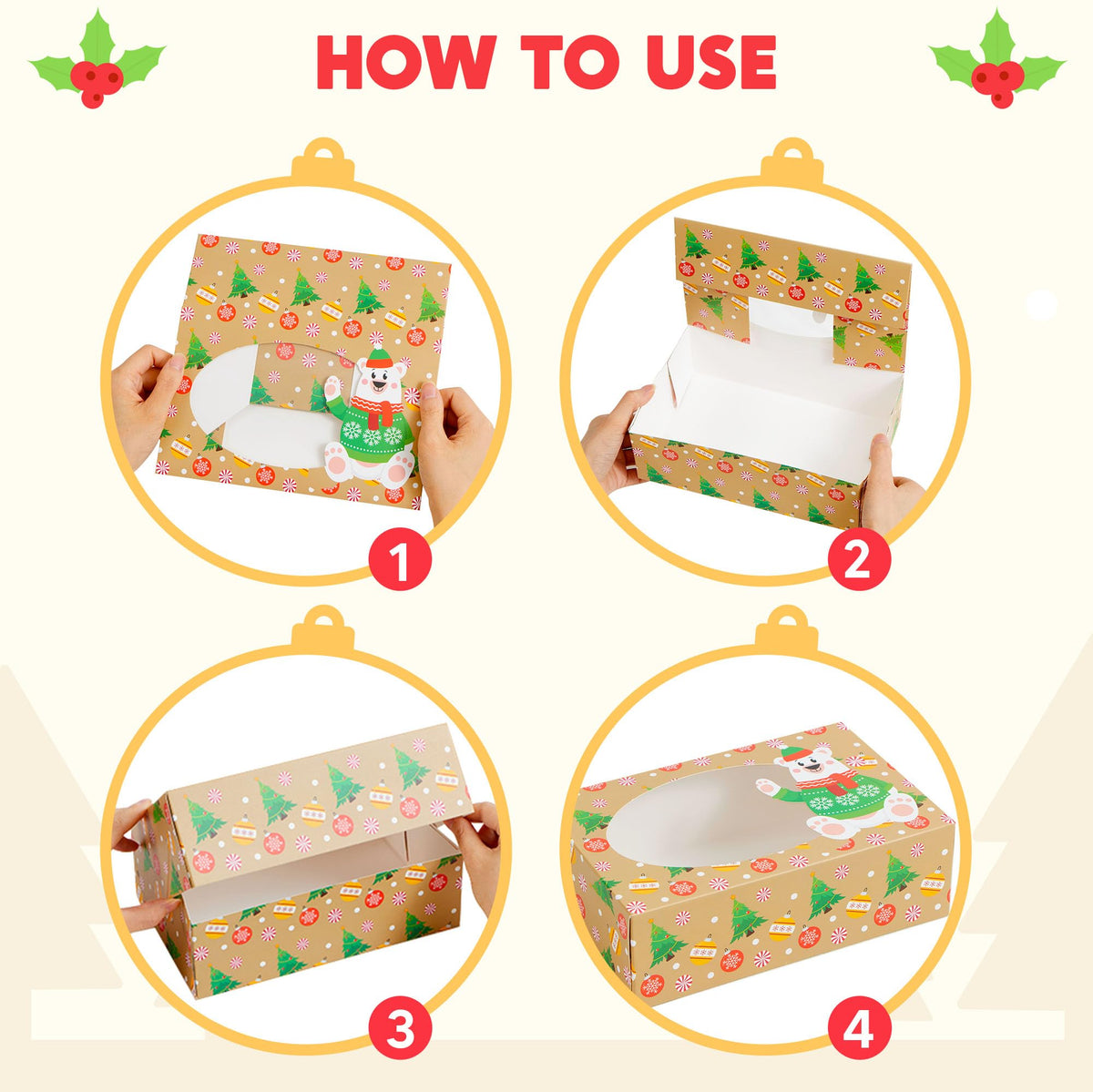 24 Pcs Christmas Cookie Boxes with Window