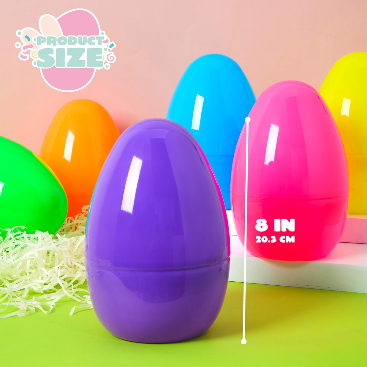 12Pcs 8" Jumbo Plastic Easter Egg Shells Fillable for Easter Egg Hunt