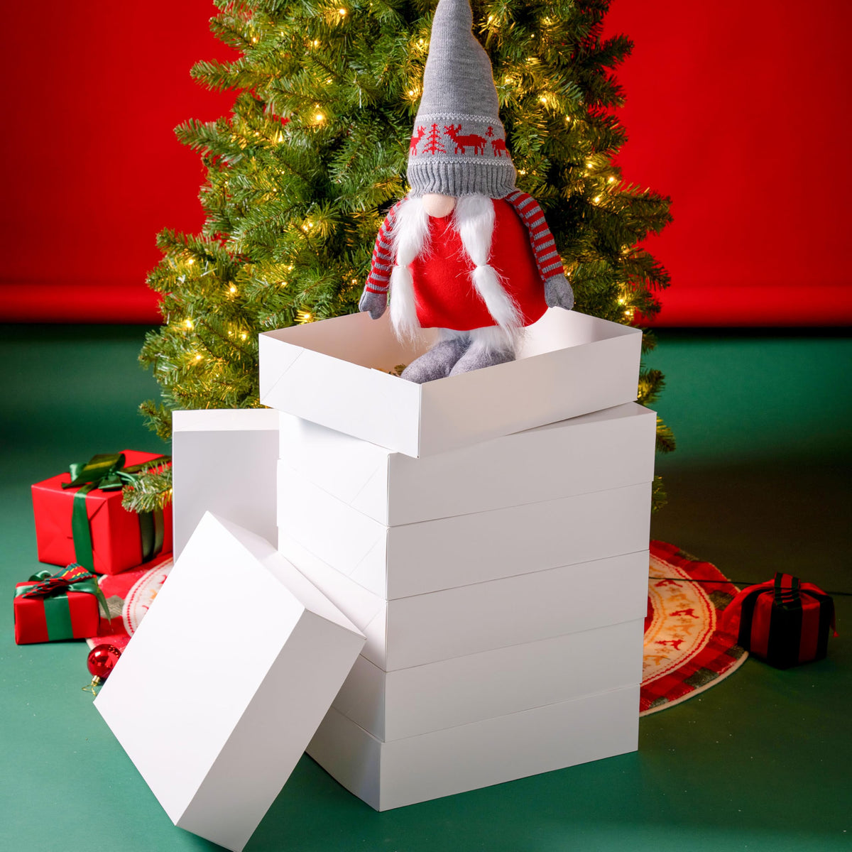 12PCS 17" x 13" x 4" Christmas Large Gift Boxes with Lids for Presents