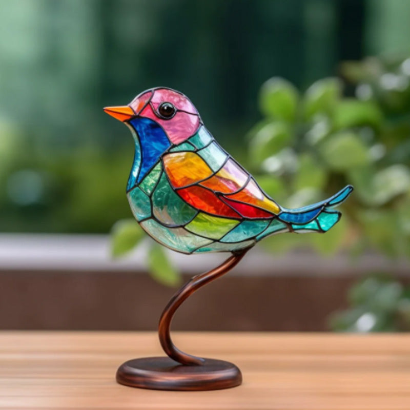 Bird Ornament on Branch, Acrylic Bird Figurine for Bedroom Decor, Colorful Desk Accessories, Living Room Decor for Shelf
