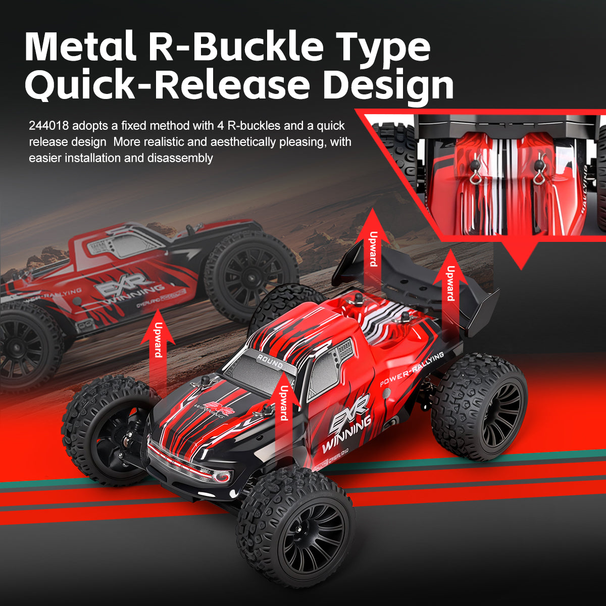 1/24 Scale Electric 2WD High-Speed Alloy Off-Road Rock-Crawling Monster Truck-WLY27