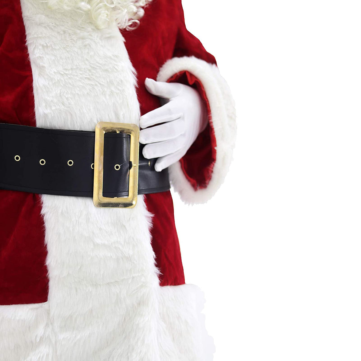 muyulin Men's Santa Claus Costume Adults Suit 7 Pcs, Deluxe Velvet Large Santa Outfits for Christmas, Cosplay Party, with hats, beard, belt