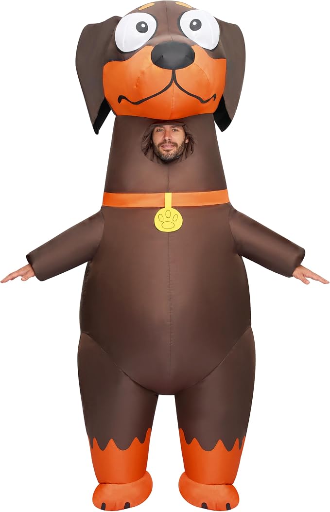 JOYIN Adult Inflatable Dachshund Costume - Blow Up Dog Halloween Suit