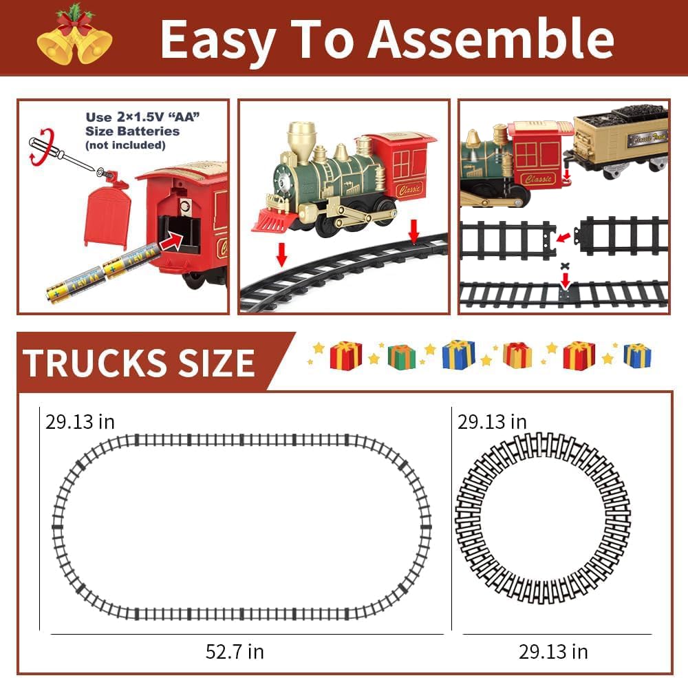 XINGYING Electric Train Set for Kids Ages 4-8, Complete Toy Train with Lights & Sounds, Train Toys with Cars & Tracks for Christmas and All-Year Play