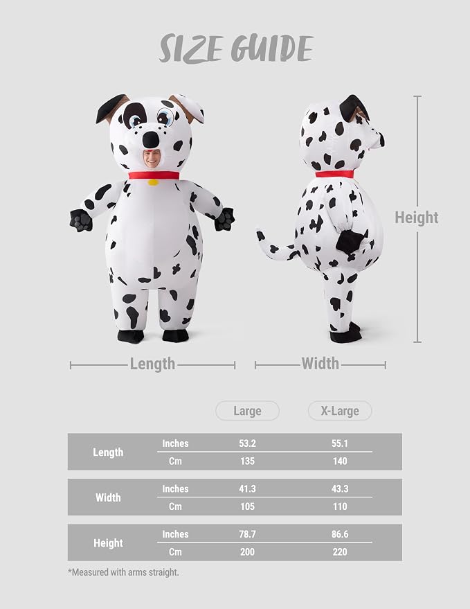 JOYIN Adult Inflatable Dalmatian Costume - Full Body Blow Up Puppy Suit