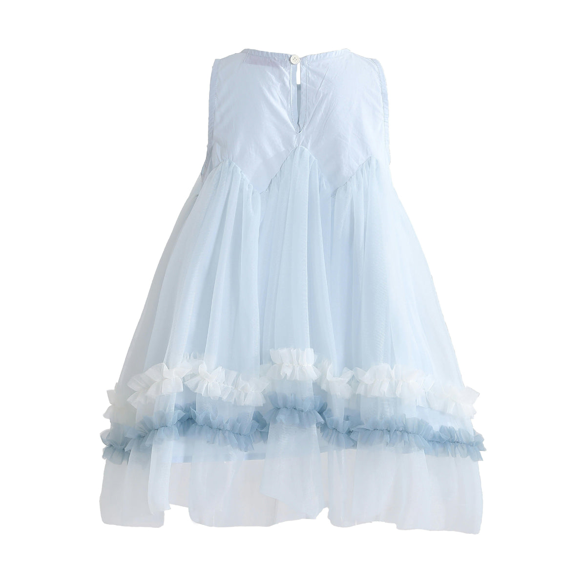 Blue Rosabella Ruffle Tulle Dress