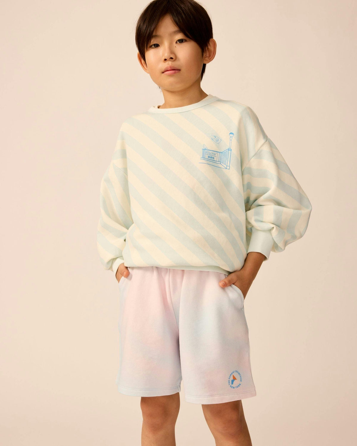 Organic Weekend Sweatshirt in Sky Blue Stripe